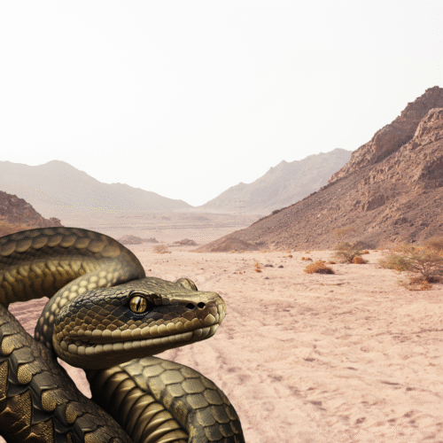 ثعبان يخرج من جحره في الصحراء